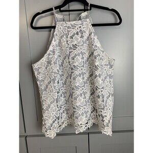 Adiva White Lace Halter Blouse